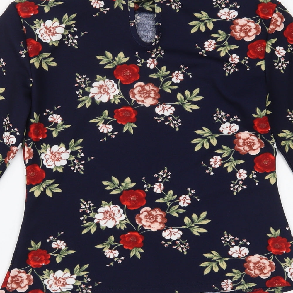 SheIn Womens Blue Floral  Basic Blouse Size XS