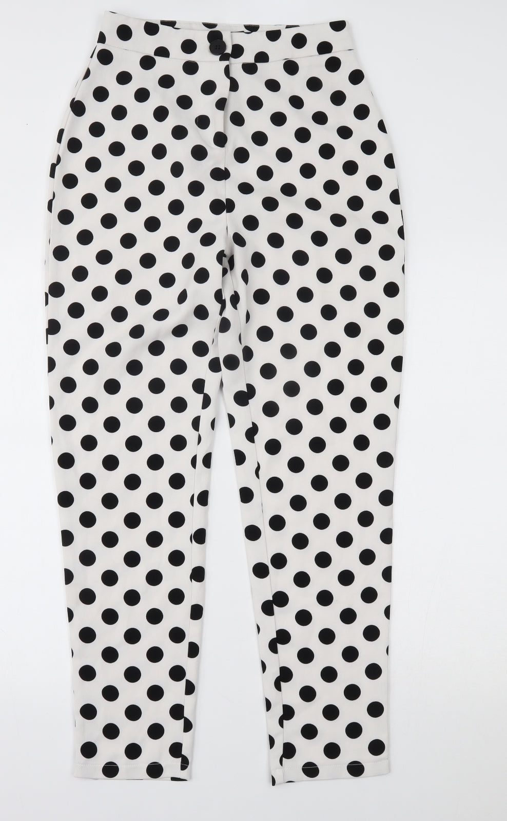 Nasty Gal Womens White Polka Dot  Trousers  Size 8 L27 in