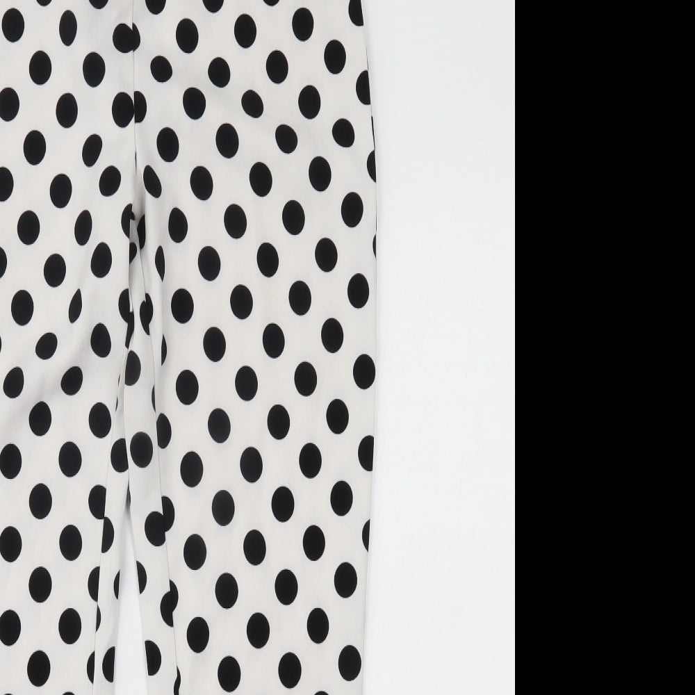 Nasty Gal Womens White Polka Dot  Trousers  Size 8 L27 in