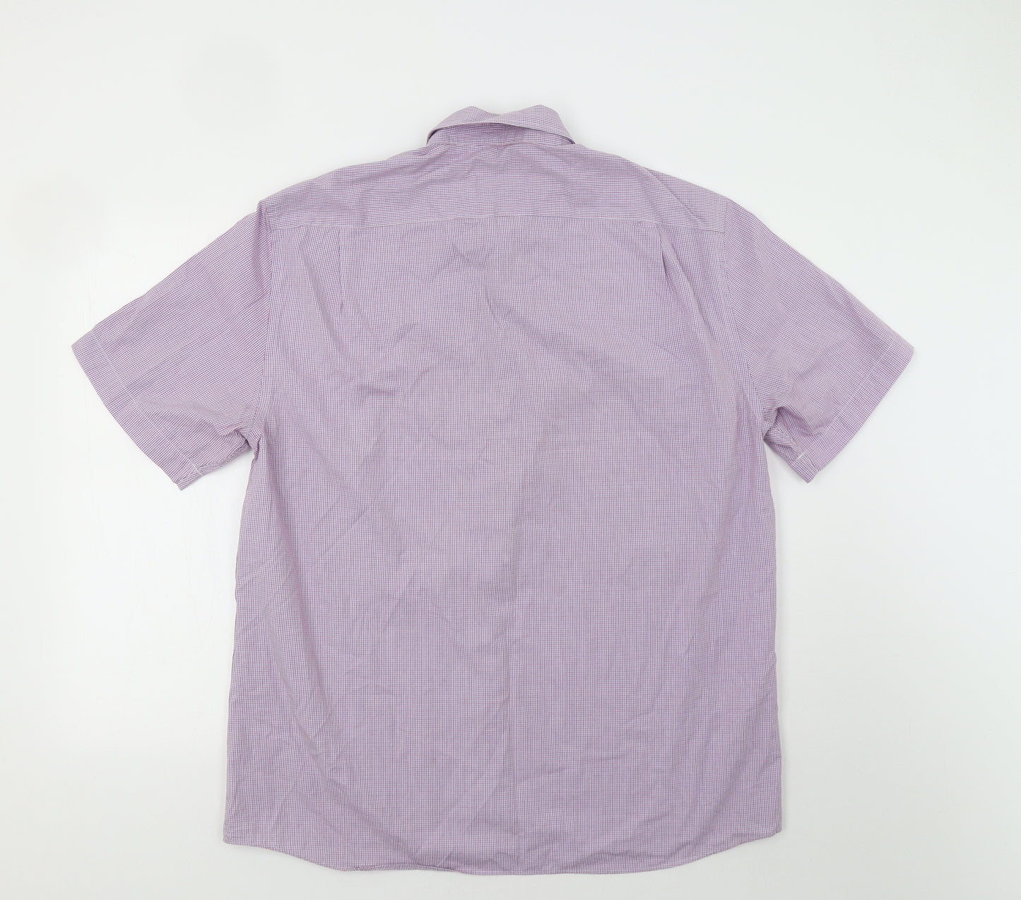 Thomas Nash Mens Purple Check   Dress Shirt Size 16.5
