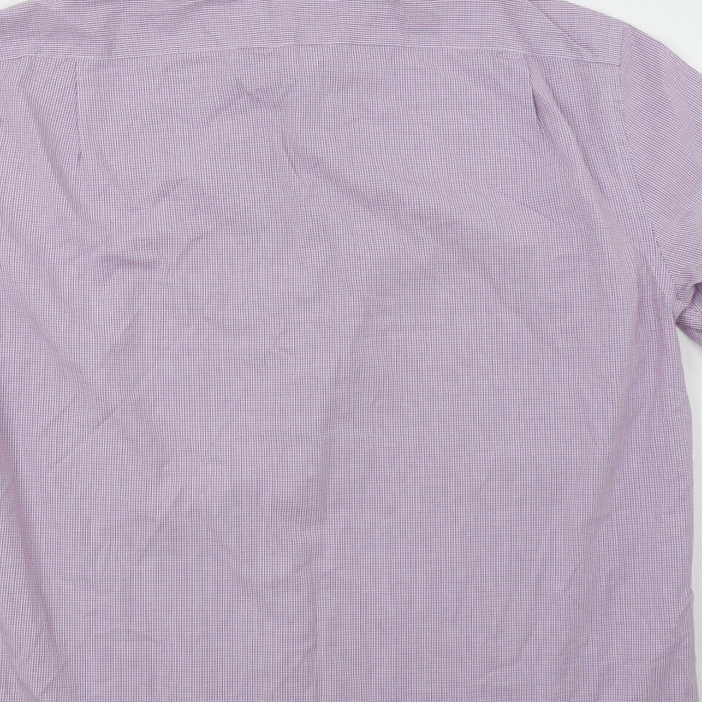 Thomas Nash Mens Purple Check   Dress Shirt Size 16.5
