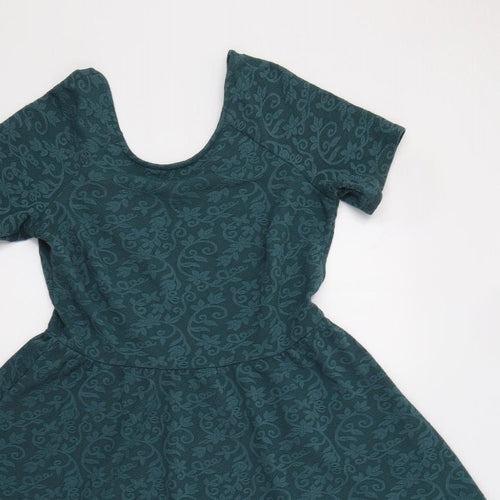 Dorothy Perkins Womens Green Floral  Fit & Flare  Size 12