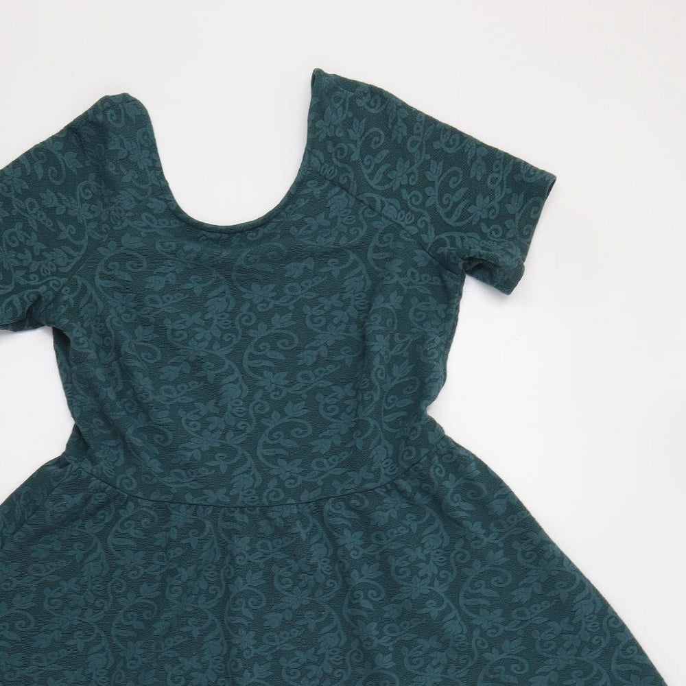 Dorothy Perkins Womens Green Floral  Fit & Flare  Size 12