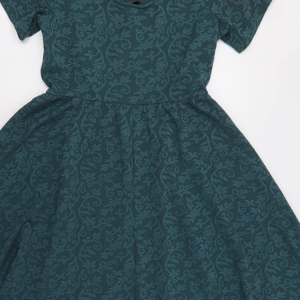 Dorothy Perkins Womens Green Floral  Fit & Flare  Size 12