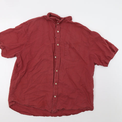M&S Mens Red    Button-Up Size XL