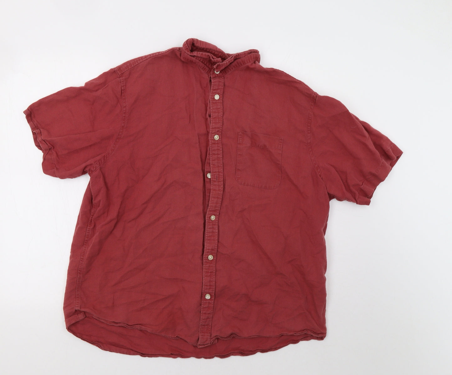 M&S Mens Red    Button-Up Size XL