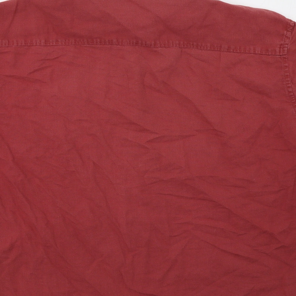 M&S Mens Red    Button-Up Size XL