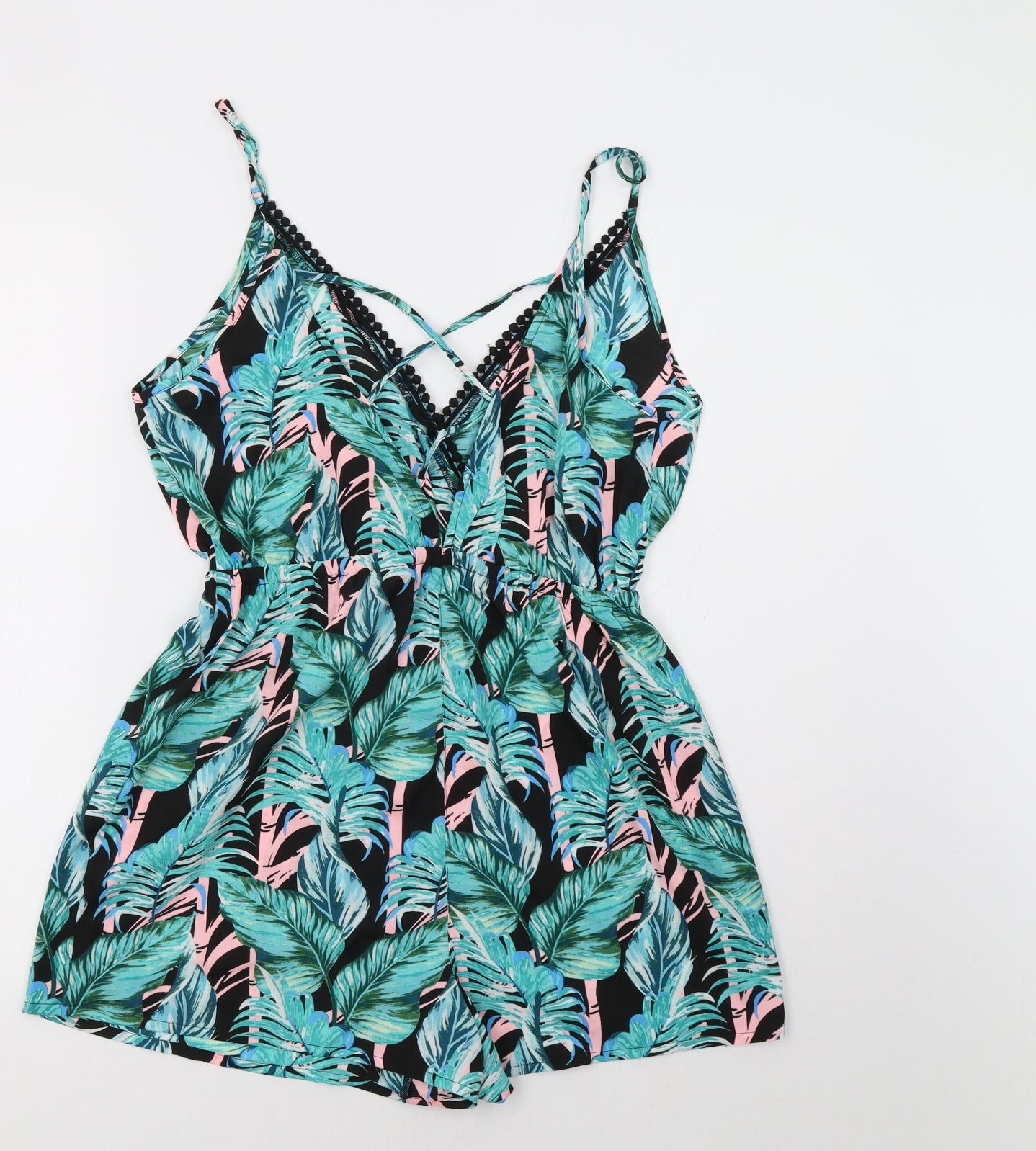 Preworn Womens Green Floral  Playsuit One-Piece Size 10
