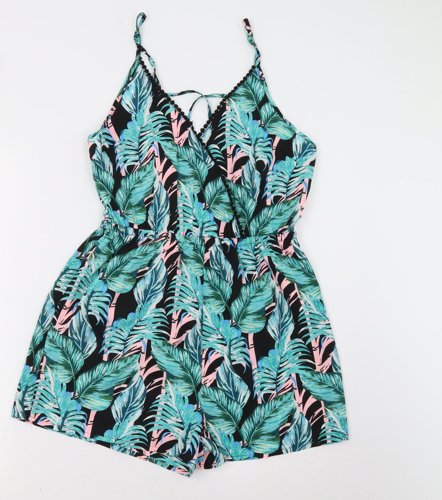 Preworn Womens Green Floral  Playsuit One-Piece Size 10