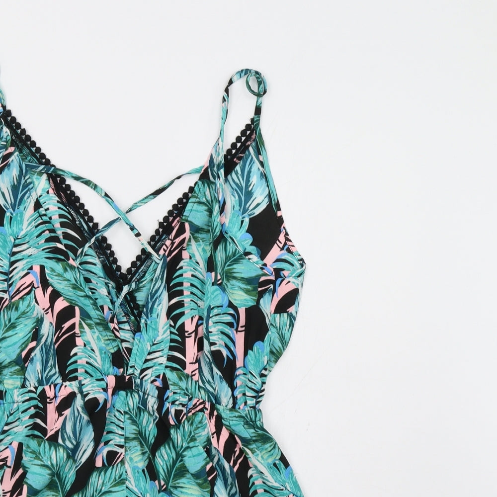 Preworn Womens Green Floral  Playsuit One-Piece Size 10