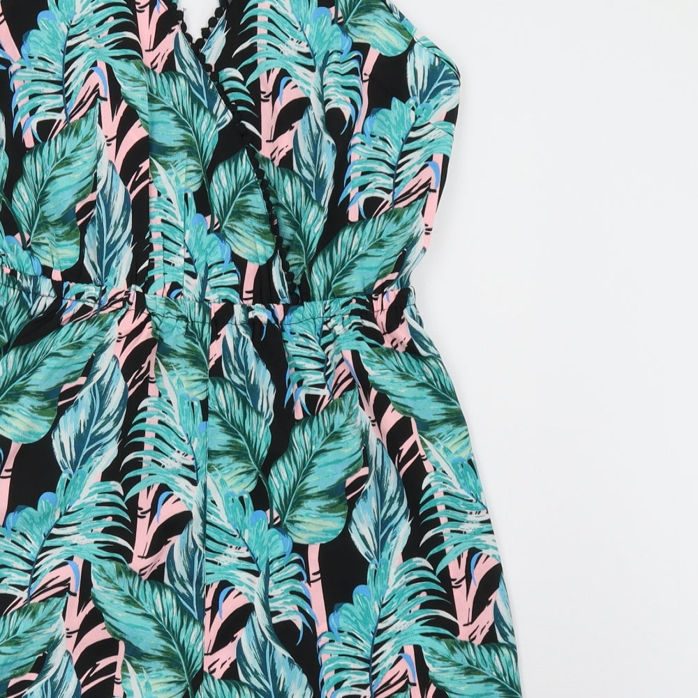 Preworn Womens Green Floral  Playsuit One-Piece Size 10