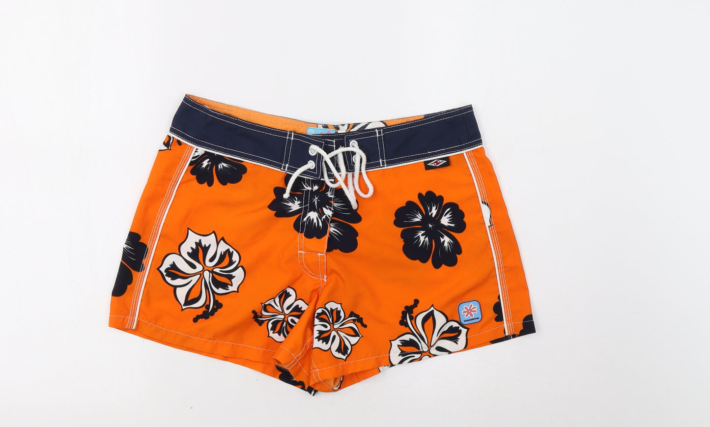 Sunsations Womens Orange Floral  Bermuda Shorts Size L