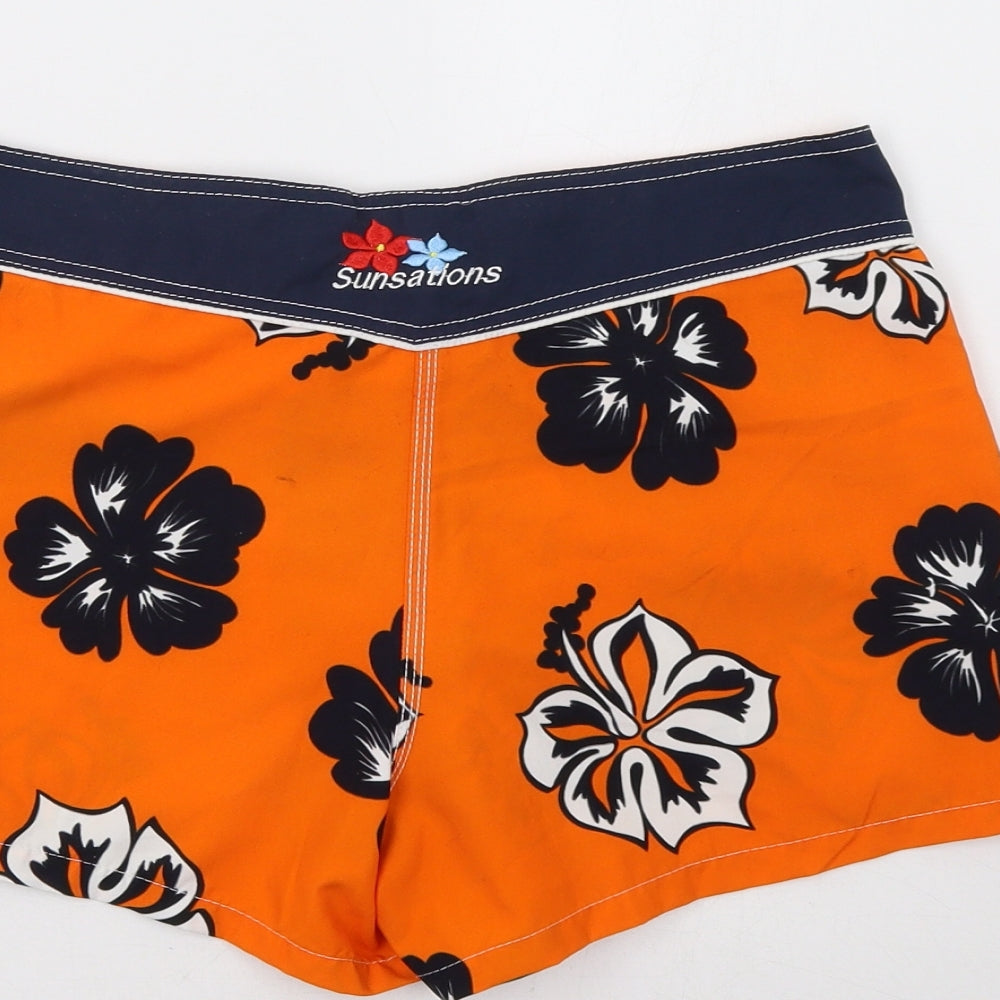 Sunsations Womens Orange Floral  Bermuda Shorts Size L