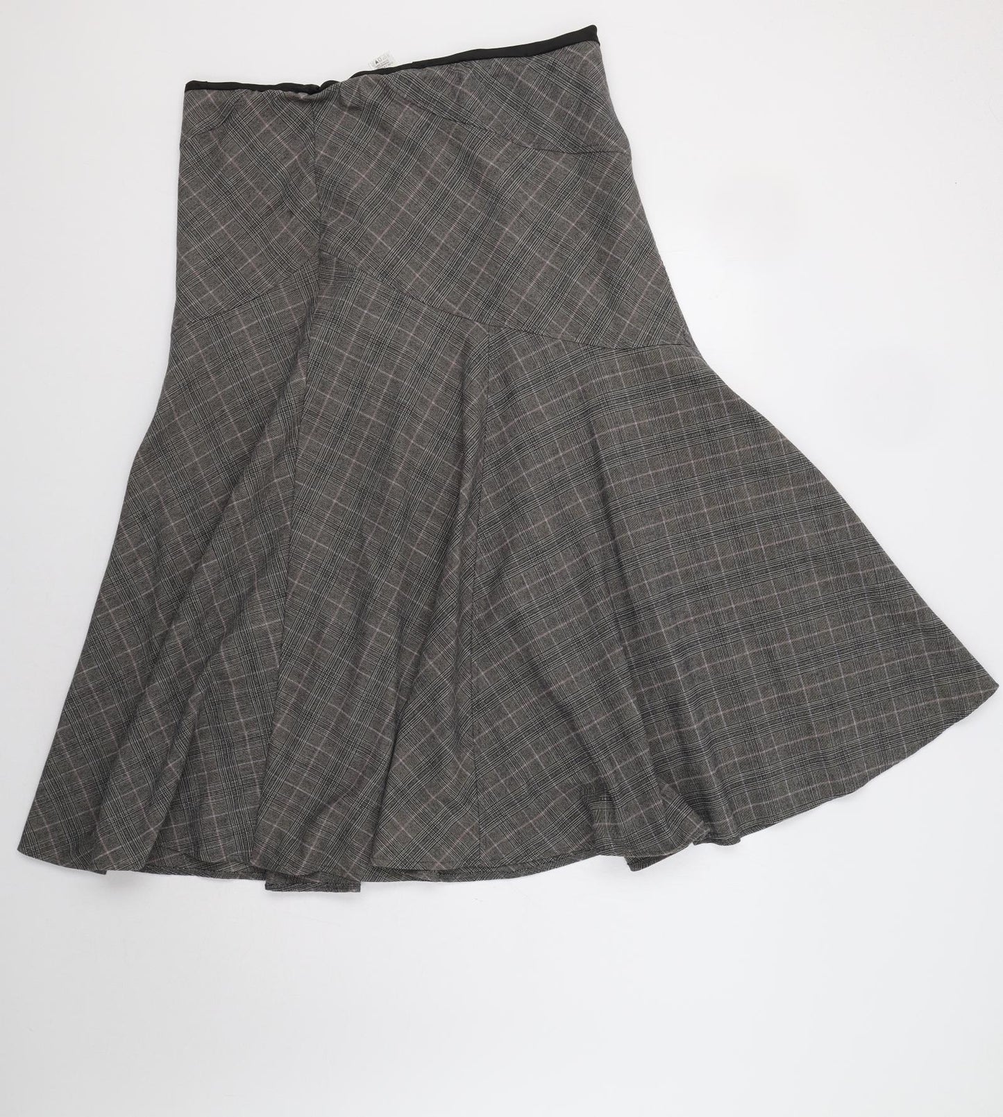 M&S Womens Grey Check  A-Line Skirt Size 16