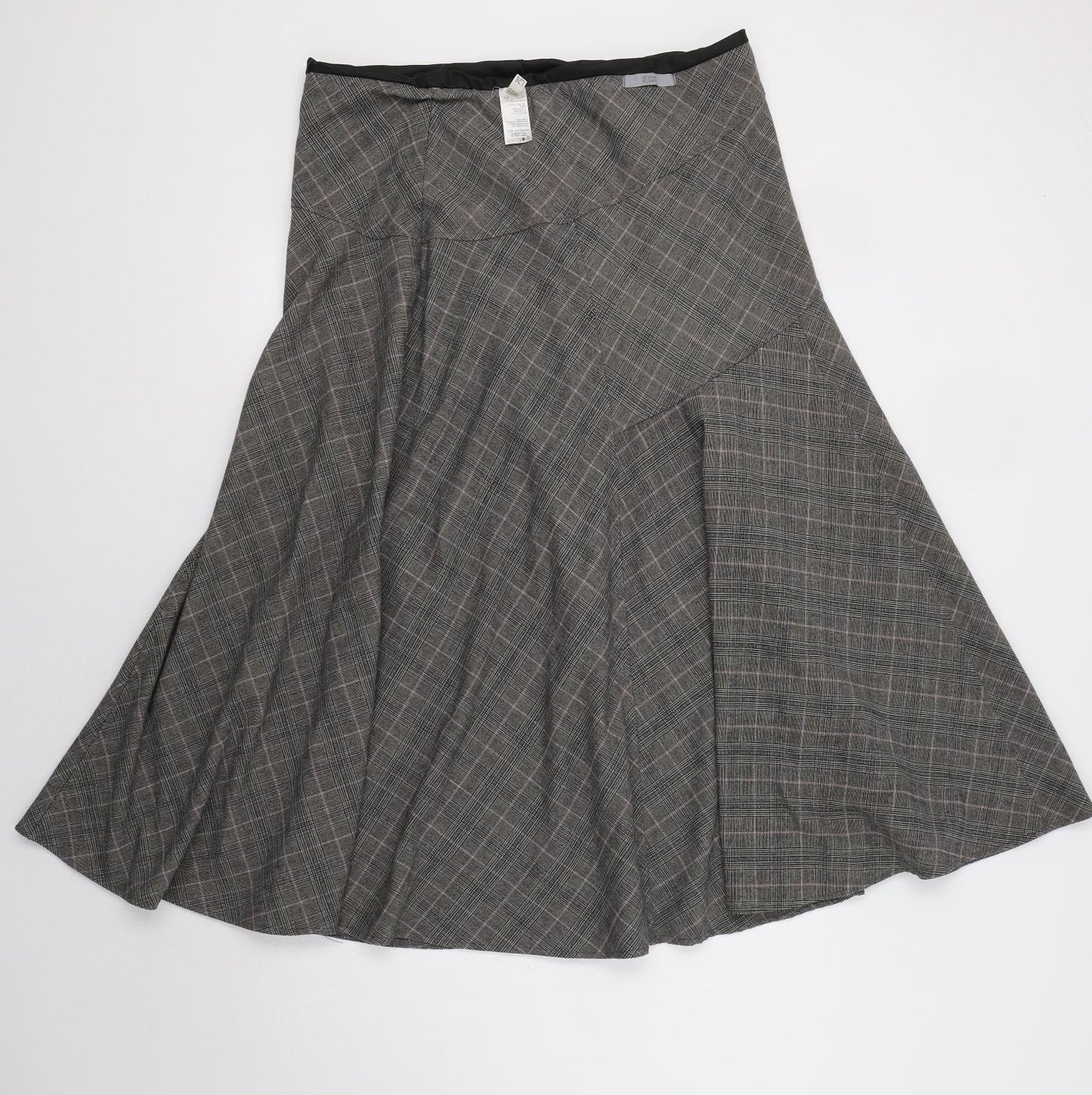 M&S Womens Grey Check  A-Line Skirt Size 16