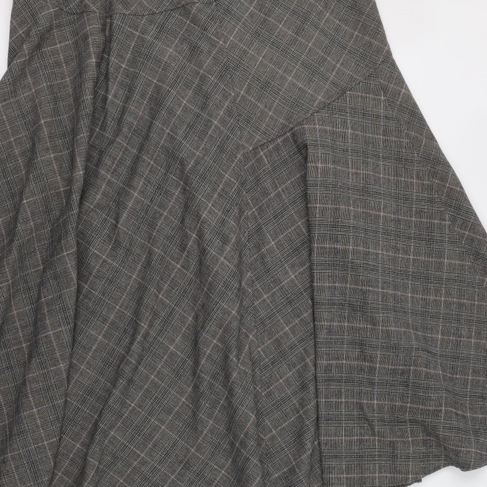 M&S Womens Grey Check  A-Line Skirt Size 16