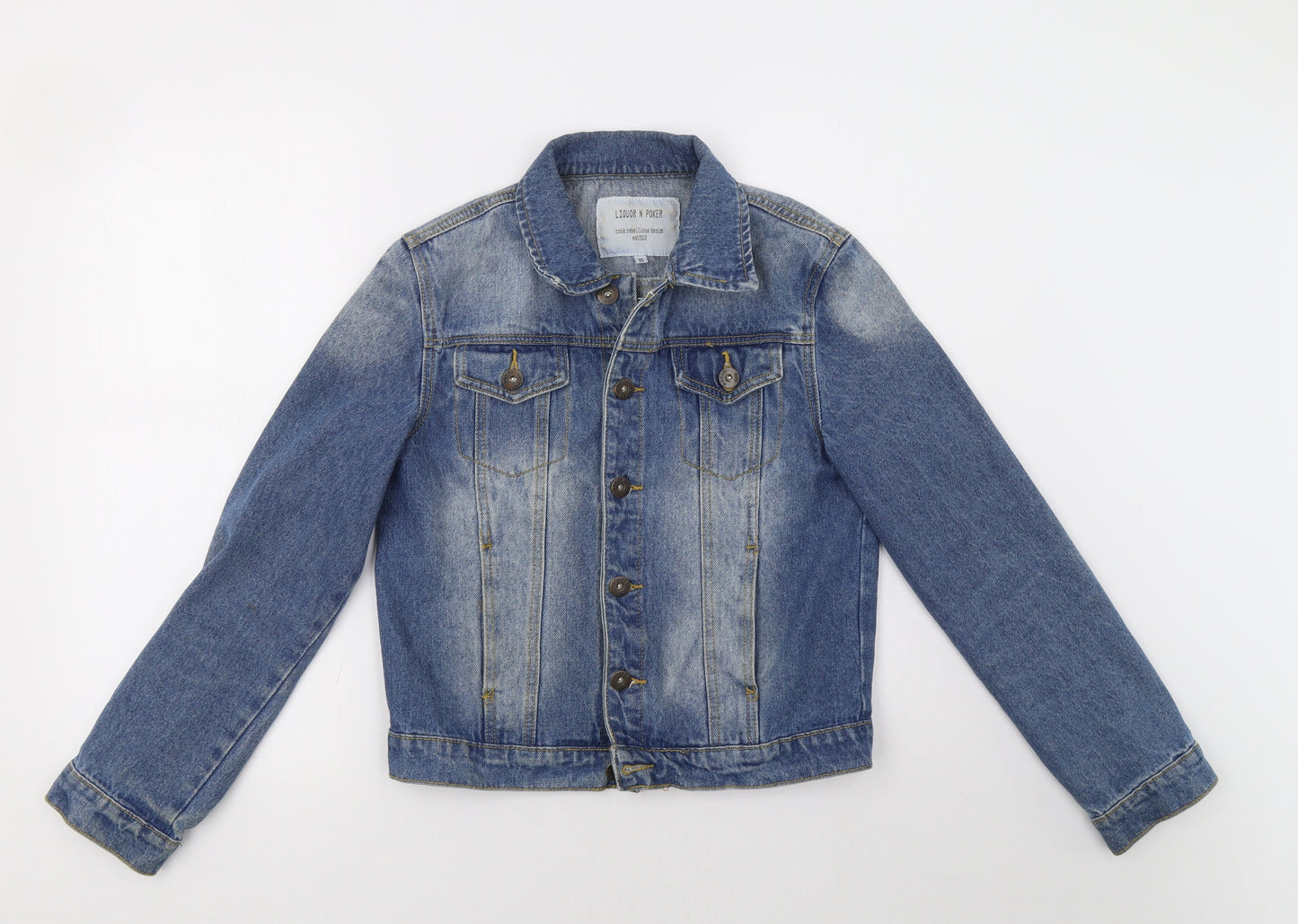 Liquor & Poker Womens Blue  Denim Jacket Coatigan Size 10