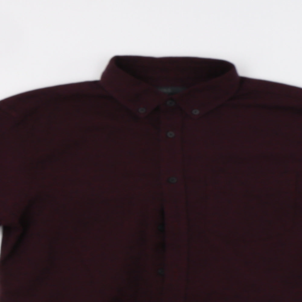 M&S Mens Purple    Button-Up Size S