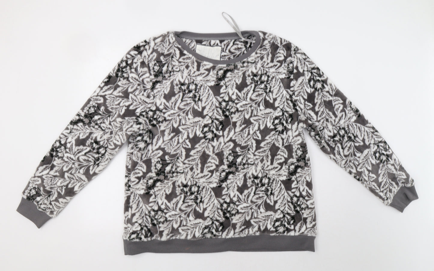 TU Womens Grey Floral Fleece Top Lounge Set Size XL