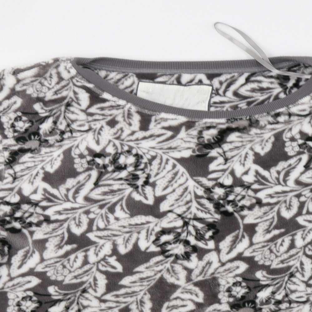 TU Womens Grey Floral Fleece Top Lounge Set Size XL