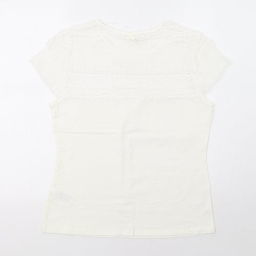 H&M Womens Ivory   Basic T-Shirt Size L  - Lace Detail