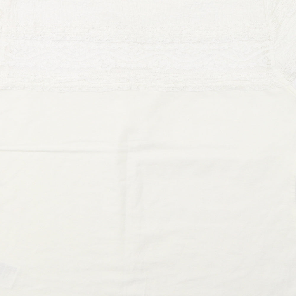 H&M Womens Ivory   Basic T-Shirt Size L  - Lace Detail