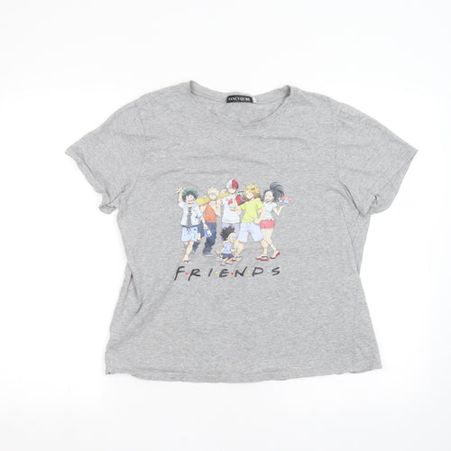 Fancyqube Womens Grey   Basic T-Shirt Size L