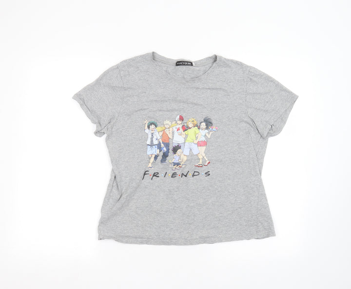 Fancyqube Womens Grey   Basic T-Shirt Size L