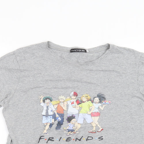Fancyqube Womens Grey   Basic T-Shirt Size L