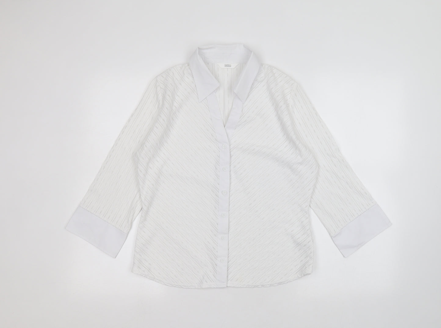 Marks and Spencer Womens White   Basic Button-Up Size 14