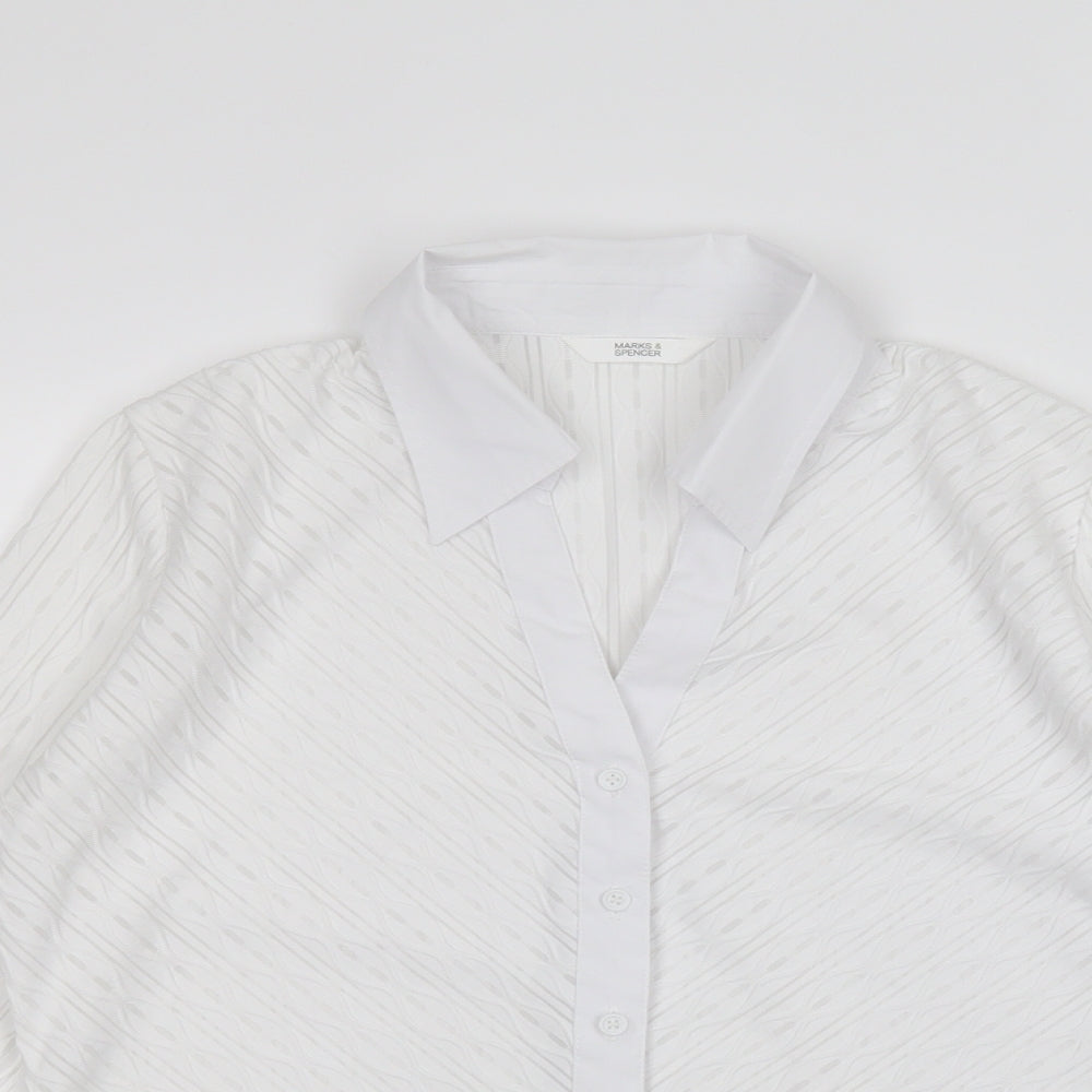 Marks and Spencer Womens White   Basic Button-Up Size 14