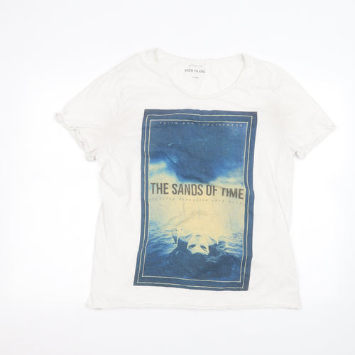 River Island Mens White    T-Shirt Size XL