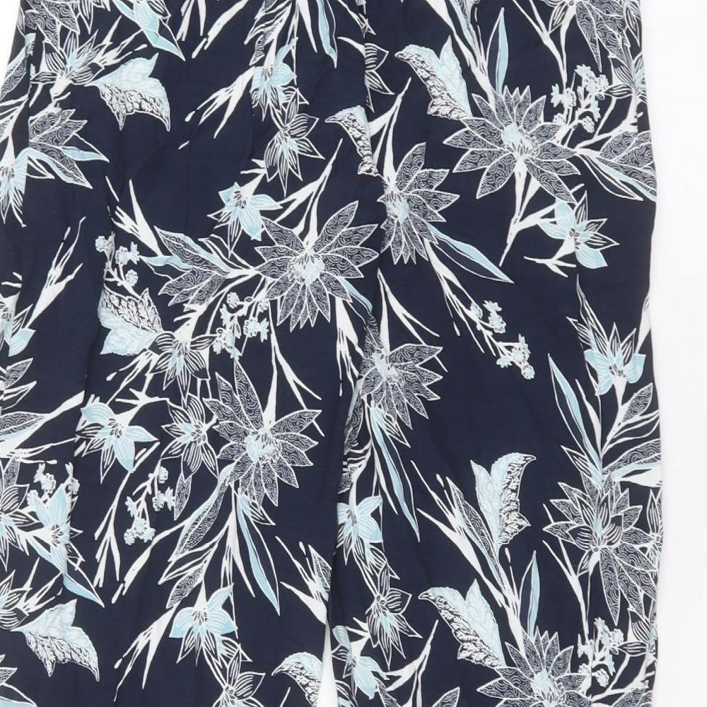 Marks and Spencer Womens Blue Floral  Trousers  Size 14 L25 in
