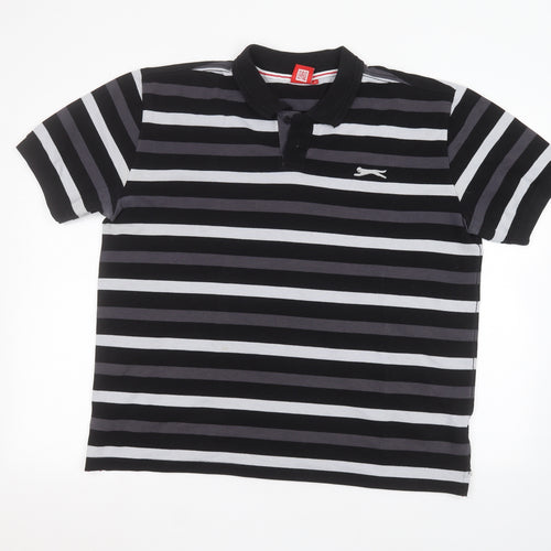 Slazenger Mens Black Striped   Polo Size XL