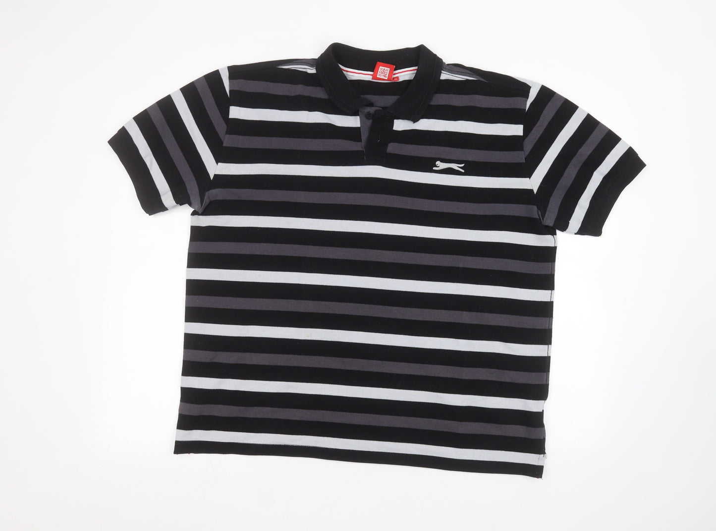 Slazenger Mens Black Striped   Polo Size XL