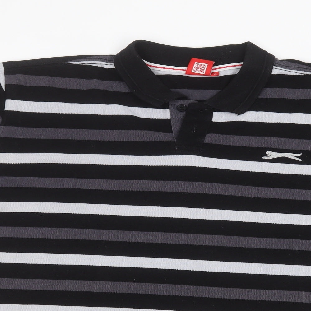 Slazenger Mens Black Striped   Polo Size XL