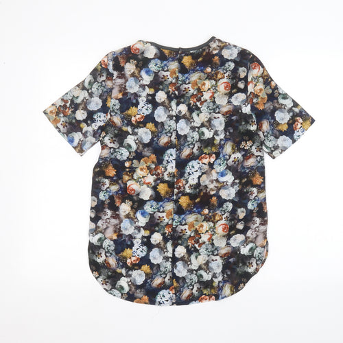 Zara Womens Black Floral  Basic Button-Up Size XS