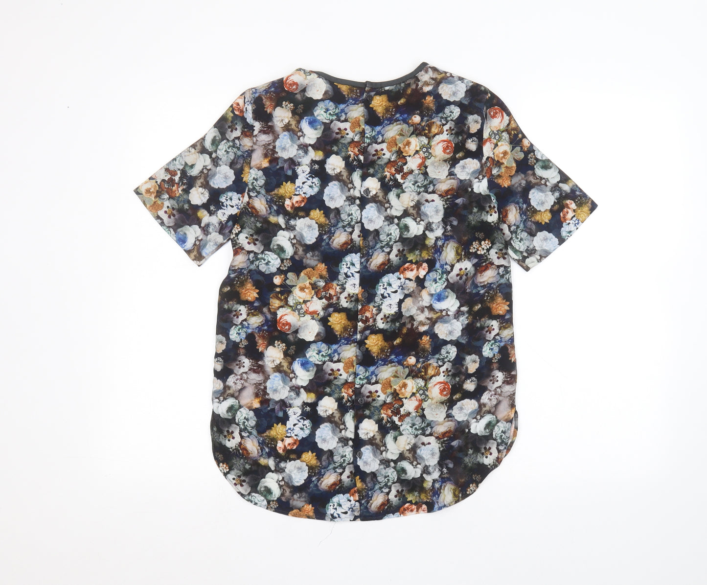 Zara Womens Black Floral  Basic Button-Up Size XS