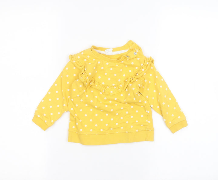 H&M Baby Yellow Polka Dot Pullover Jumper Size 12-18 Months