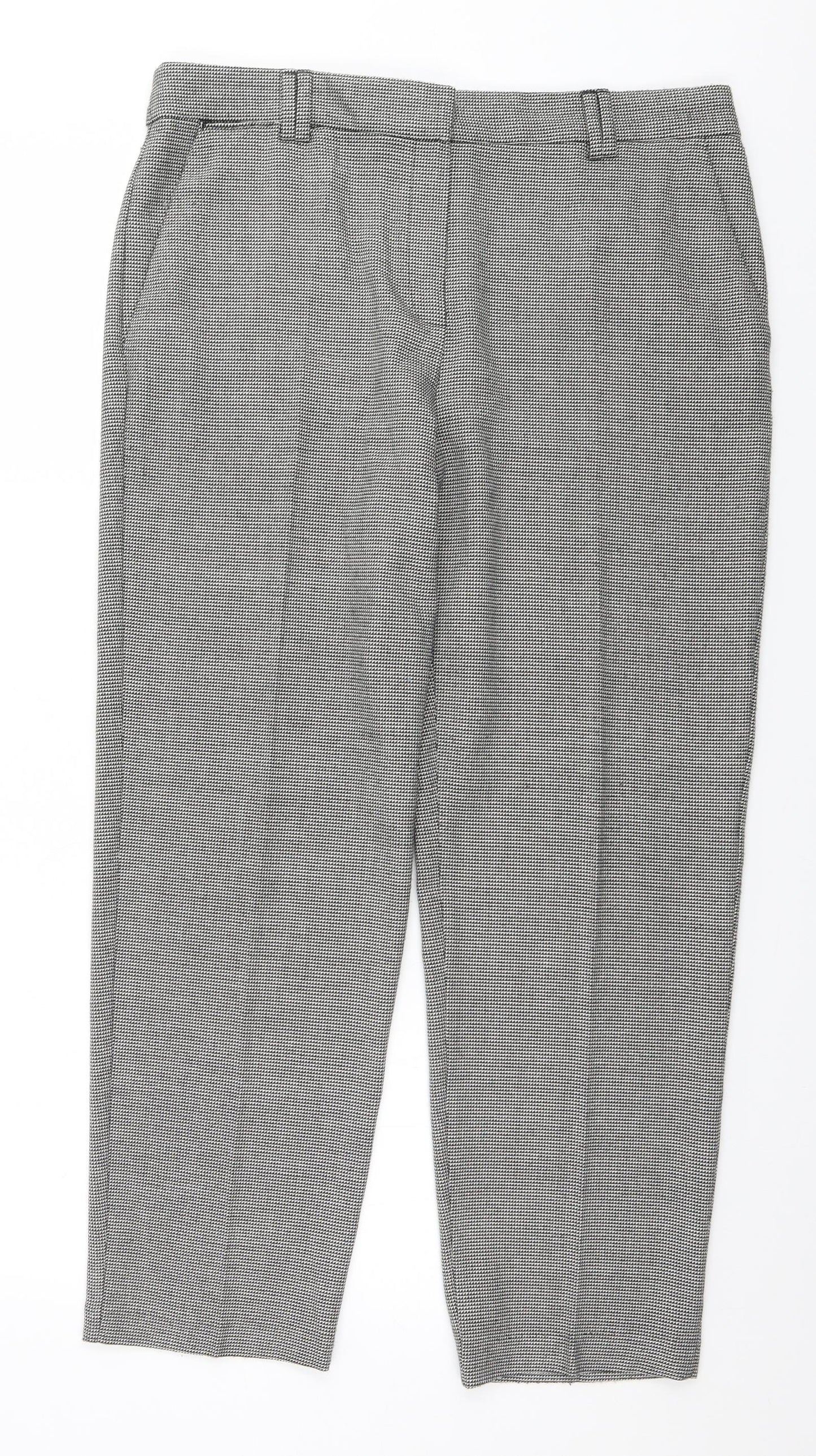 Marks and Spencer Womens Grey Check  Trousers  Size 12 L27 in