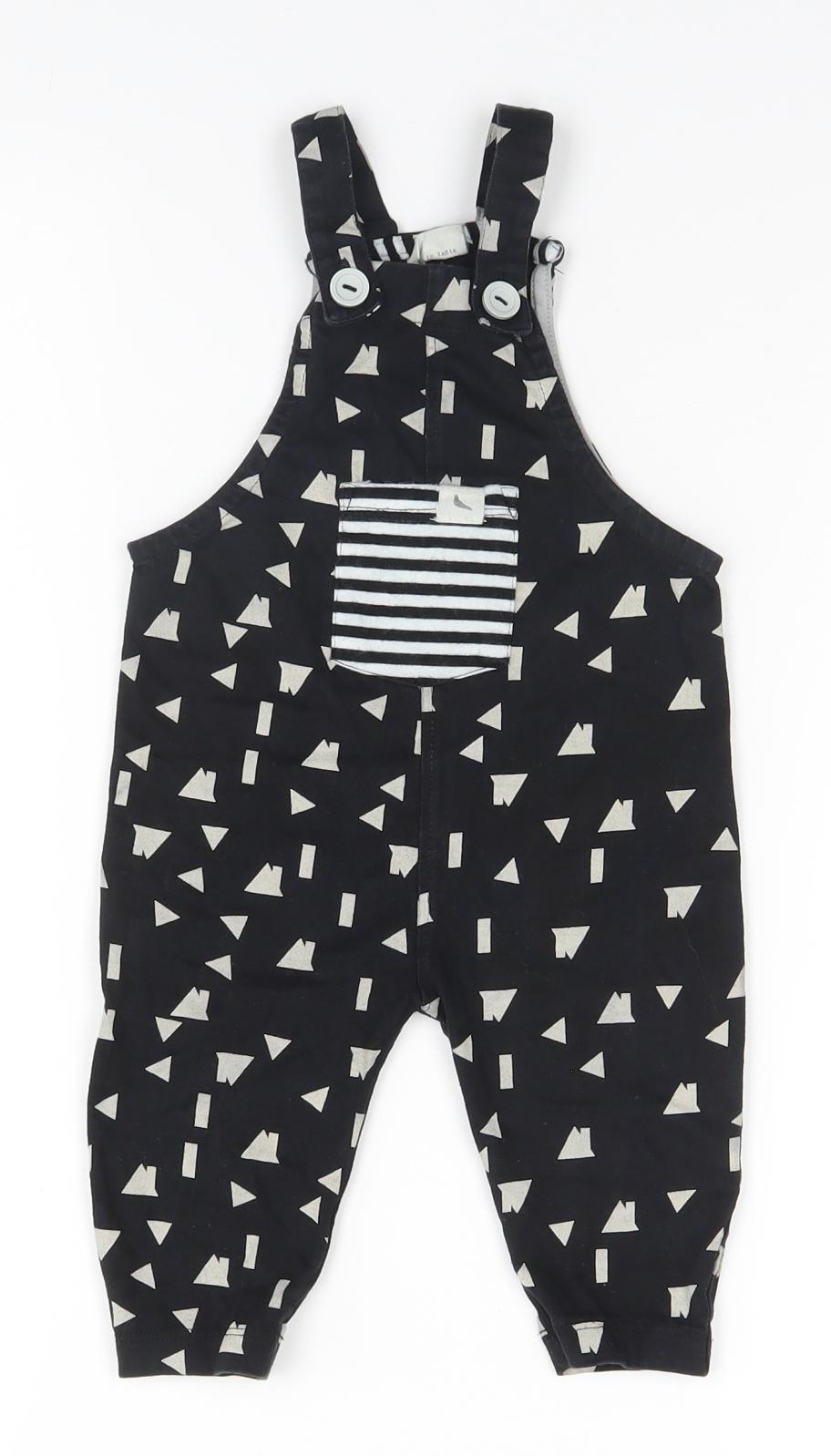 Turtledove Baby Black Geometric  Coverall One-Piece Size 6-9 Months