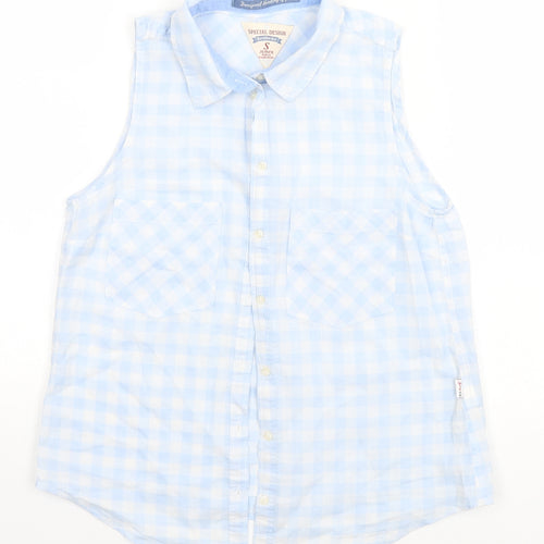 Bershka Womens Blue Check  Basic Button-Up Size S