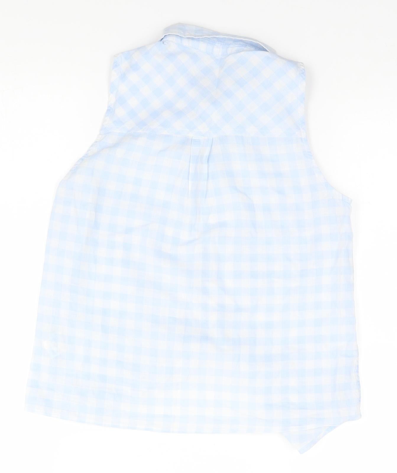 Bershka Womens Blue Check  Basic Button-Up Size S