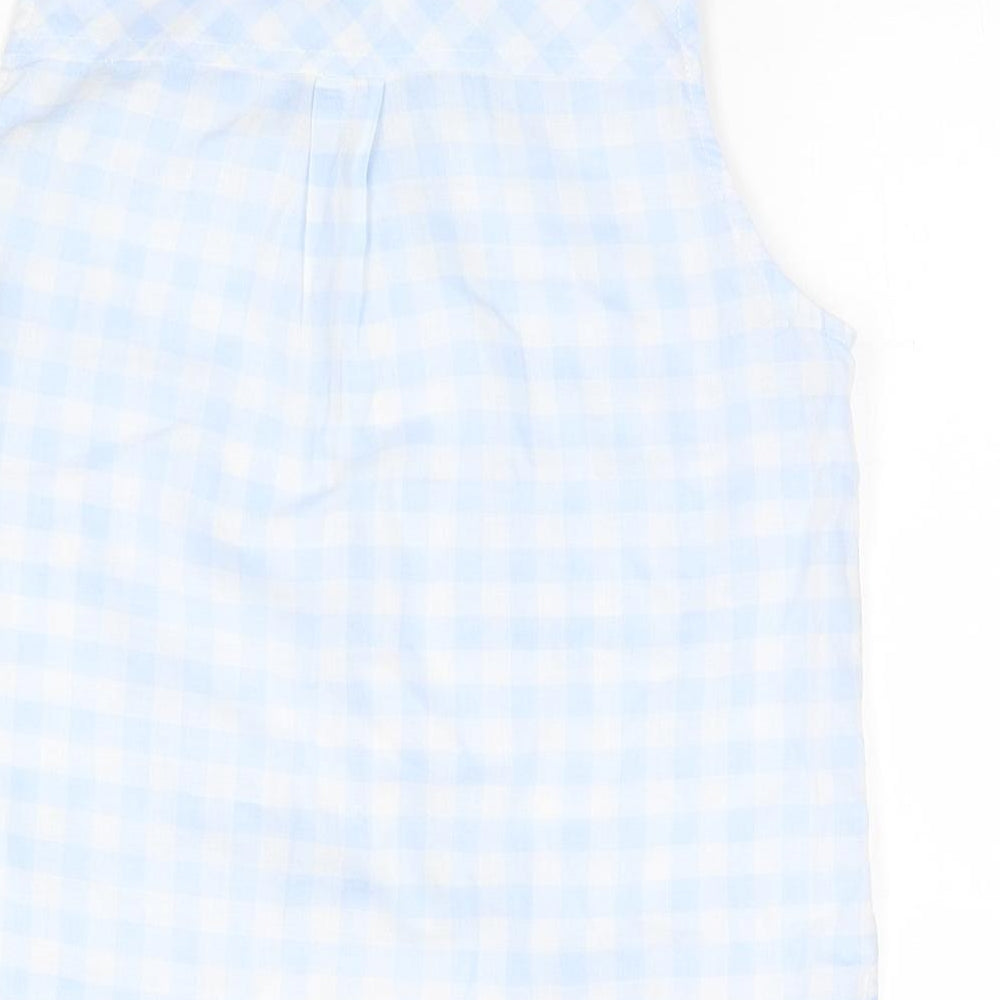 Bershka Womens Blue Check  Basic Button-Up Size S