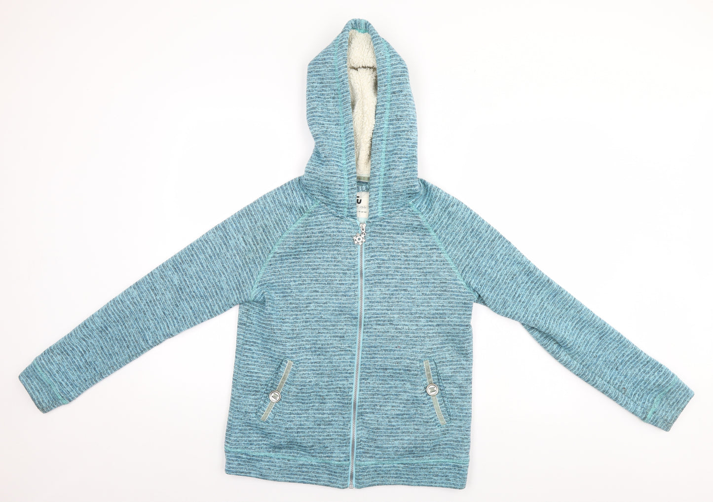 TU Womens Blue Striped  Full Zip Hoodie Size 12