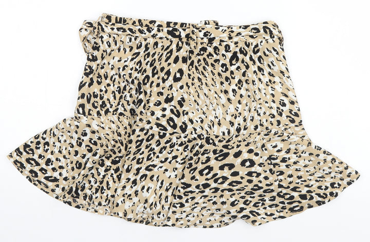 Stradivarius Womens Brown Animal Print  A-Line Skirt Size S