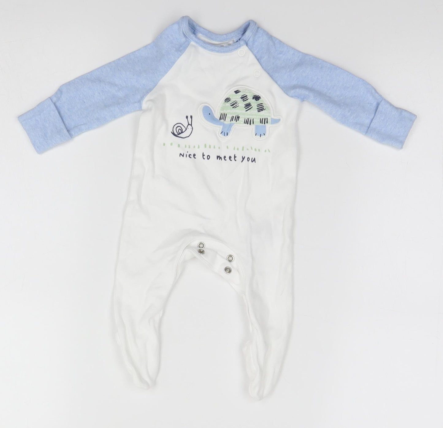 F&F Baby White   Babygrow One-Piece Size 0-3 Months  - Nice to Meet you