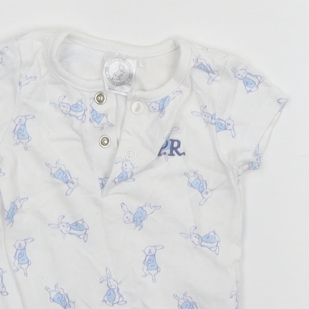 Beatrix Potter Baby White Animal Print  Leotard One-Piece Size 0-3 Months  - Peter Rabbit