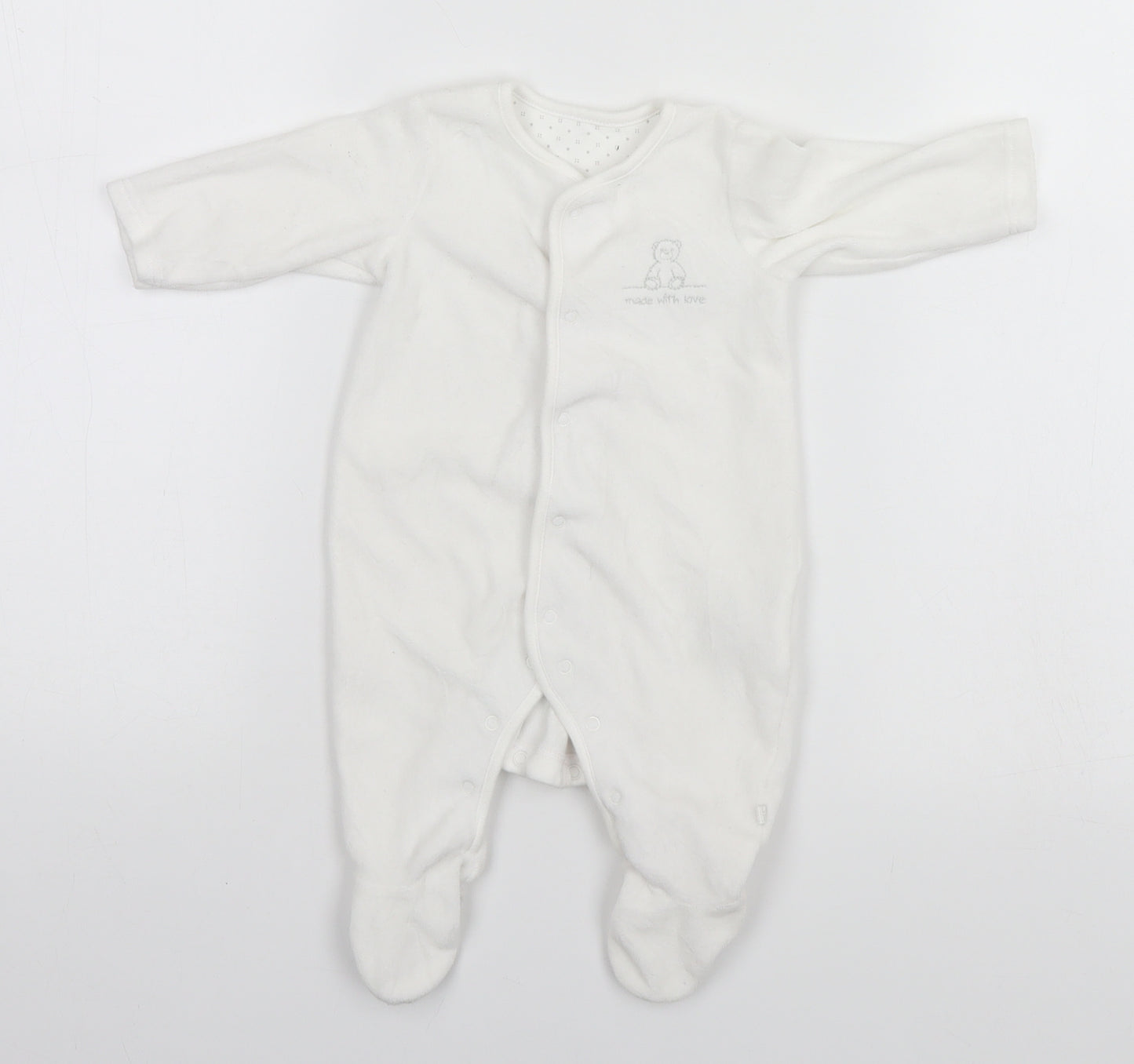 Mothercare Baby White   Babygrow One-Piece Size 0-3 Months