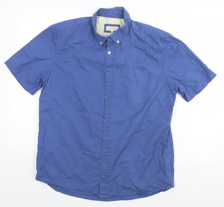 River Island Mens Blue Button-Up Size L